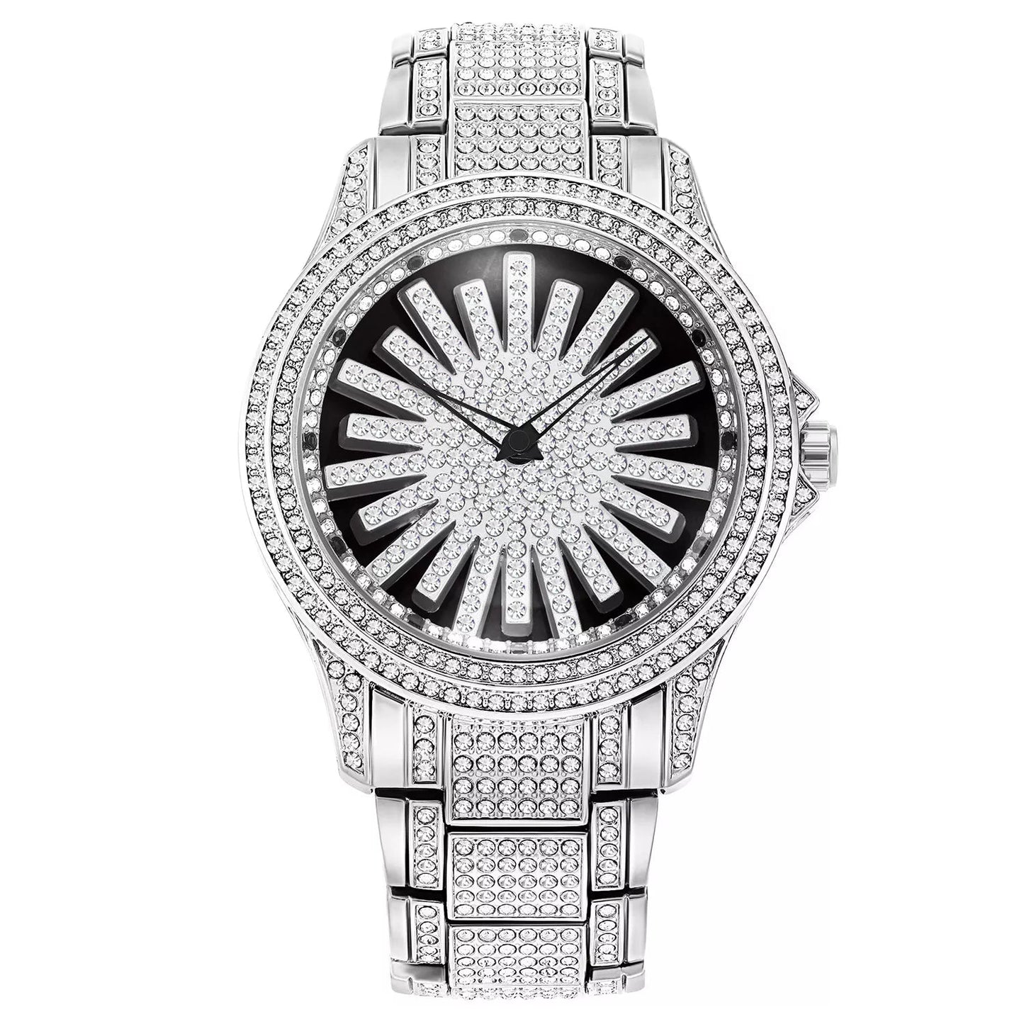 Men's Iced-Out Rotating Dial Watch