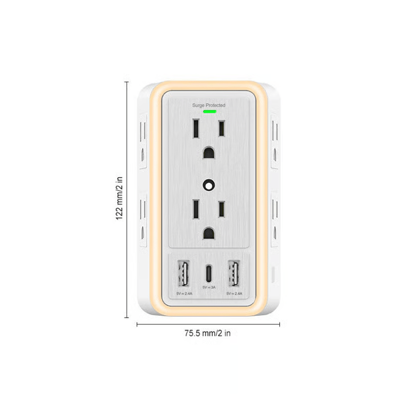 š„Professional Smart Night-Light Multi-Outlet Wall Extender