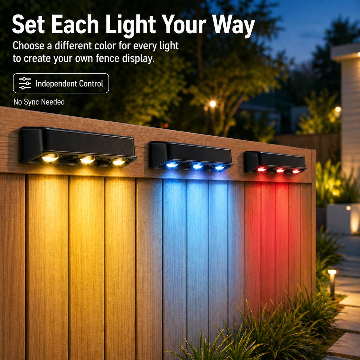 š” 7 Colors + RGB Solar Fence Lights