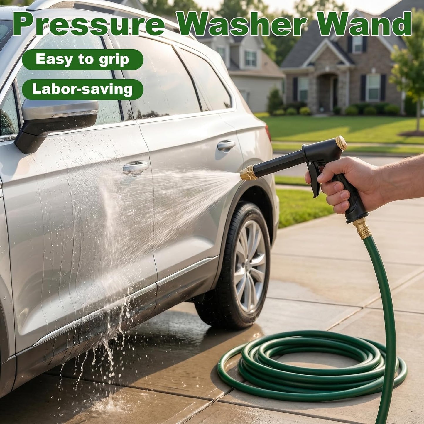 💪BUY 2 GET 1 FREE!!🏆High-Pressure Water Jet Gun💦Ergonomic Grip • Booster Nozzle • Hose Included-Powerful Car Wash🚗 Garden Watering🌻Effortless to Use!