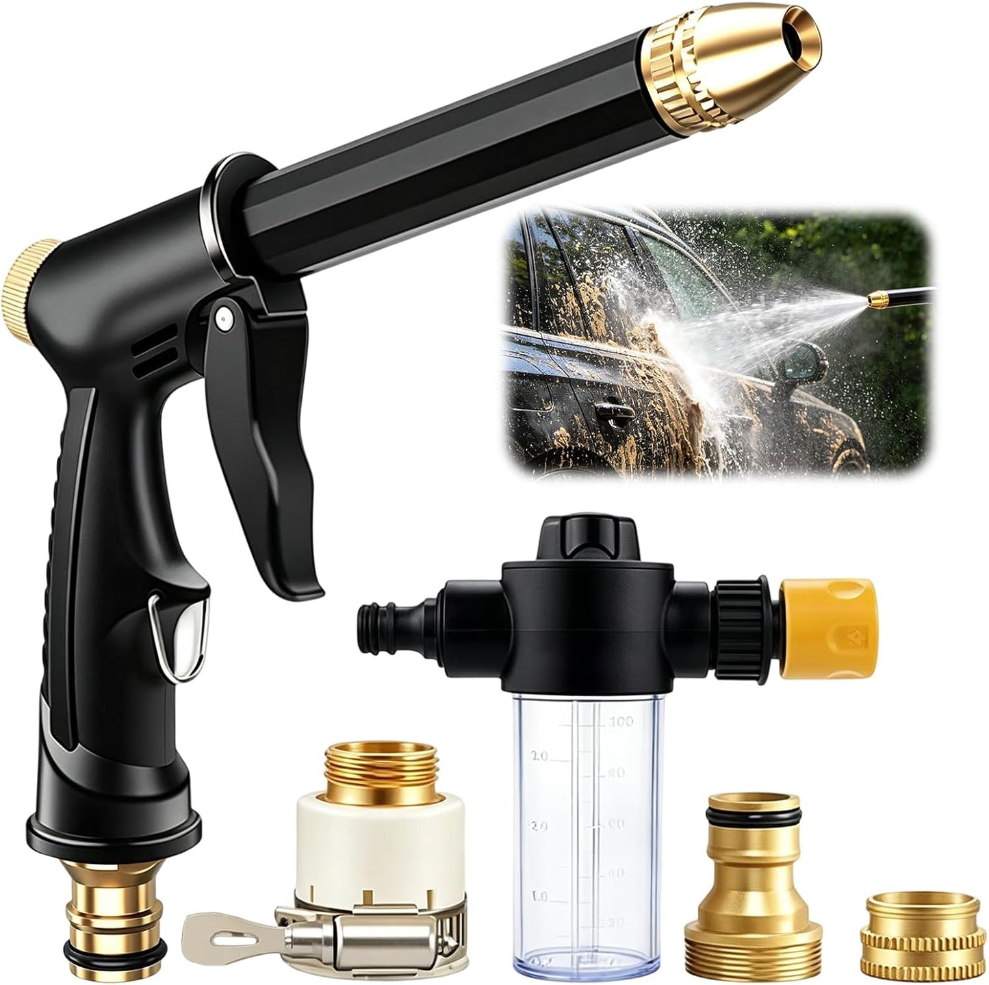 💪BUY 2 GET 1 FREE!!🏆High-Pressure Water Jet Gun💦Ergonomic Grip • Booster Nozzle • Hose Included-Powerful Car Wash🚗 Garden Watering🌻Effortless to Use!
