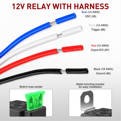 ⚡5 PCS 12V 30A 4 Pin Interlocking Automotive Fused Relay Switch Kit with Pre-Wired Harness
