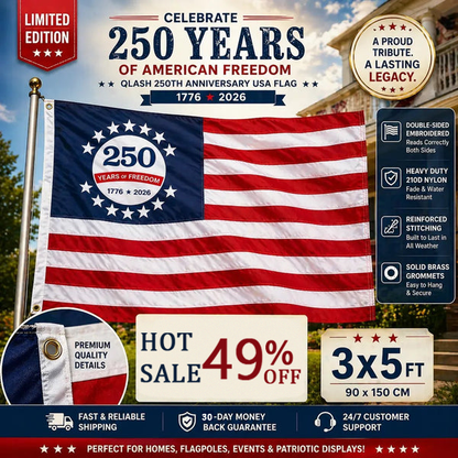 Last Day 49% OFF🔥250th Anniversary USA Commemorative Flag (3x5 Ft),Double-Sided Embroidered