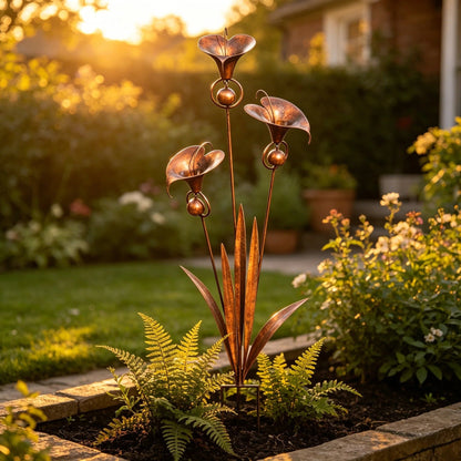 🏡Three Calla Lilies Garden Stake with Bells