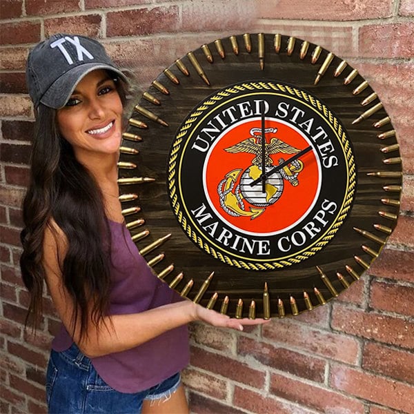 Rustic USA Simulated Military Clock Wall Art