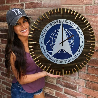 Rustic USA Simulated Military Clock Wall Art
