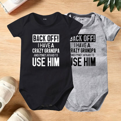 🔥Hot Sale 49% off🌟👶 "Back Off! I Have a Crazy Grandpa" Cute Cotton Baby Bodysuit
