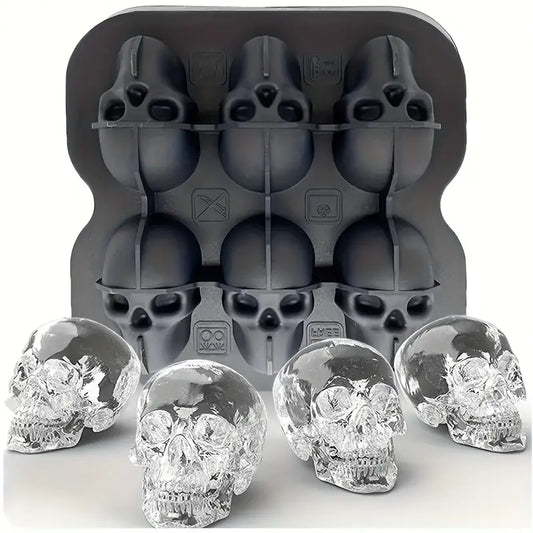 3D Skull Silicone Ice Cube Mold (6-Cavity/BPA-Free)