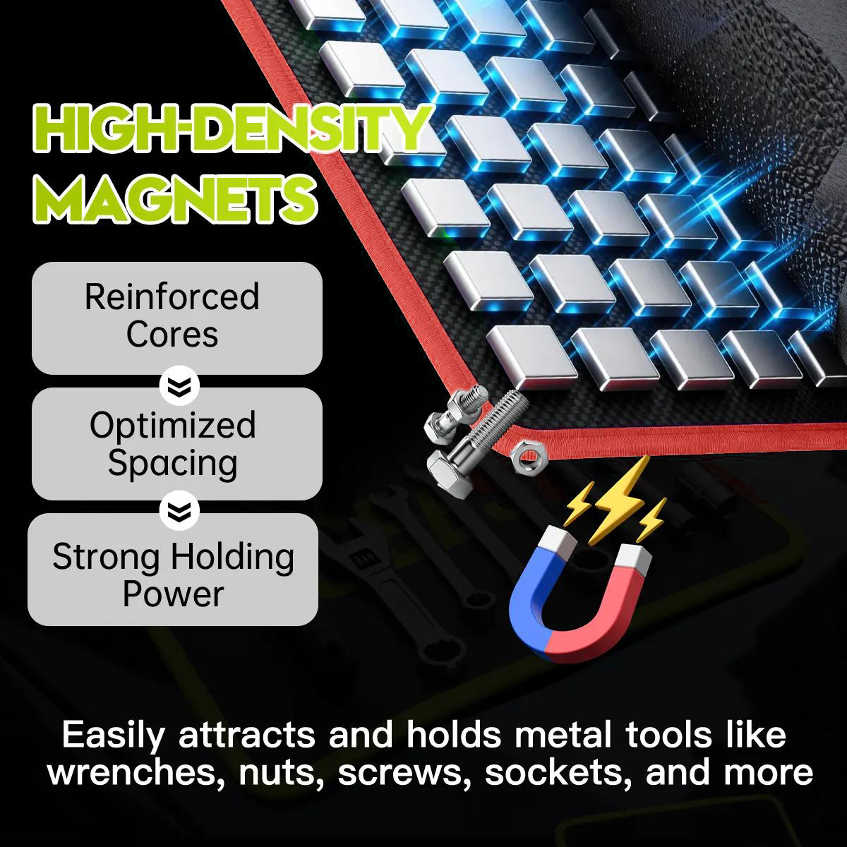 Magnetic Tool Mat Set – Flexible Non-Slip Magnetic Tray for Garage, Auto Repair & Workshop Organization