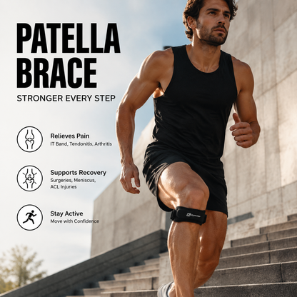 🦵💪 Sports Patella Brace – Adjustable strap, breathable neoprene. Relieves knee pain, stabilises patella. Run & gym without pain! 🏃‍♂️✨