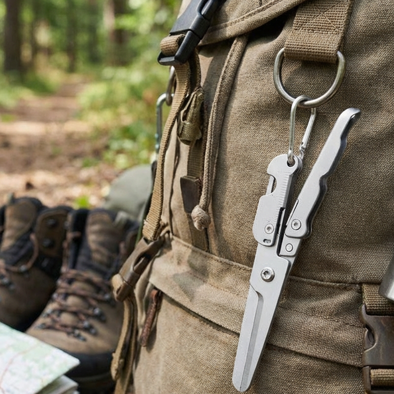 Compact Folding Stainless Steel Scissors