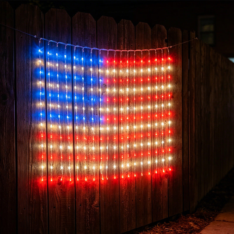 ❤️LIMITED-TIME 49% OFF! ✨ Patriotic Flag Net Lights – USB, Waterproof, 50,000-Hour ✨