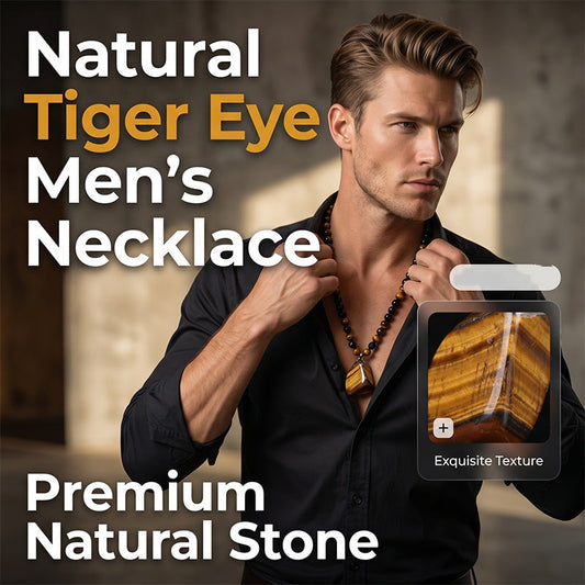 💎 2026 Sale — Over 29,000 Sold!🔥 Men's Tiger's Eye Beaded Necklace – Natural Gemstone 🧿